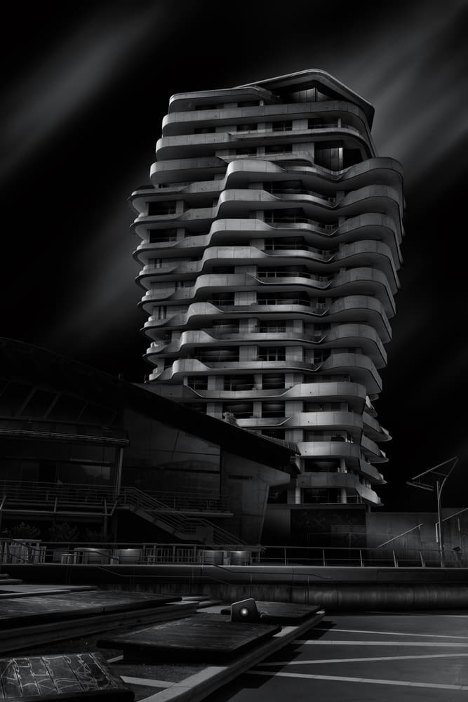 Dramatic Wavy Skyscraper by Matthias Hefner — canvas wall art