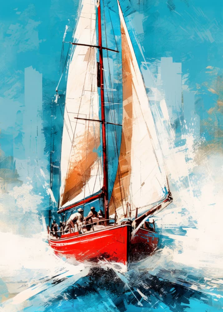 Dynamic Sailboat Journey by Justyna Jaszke — canvas wall art