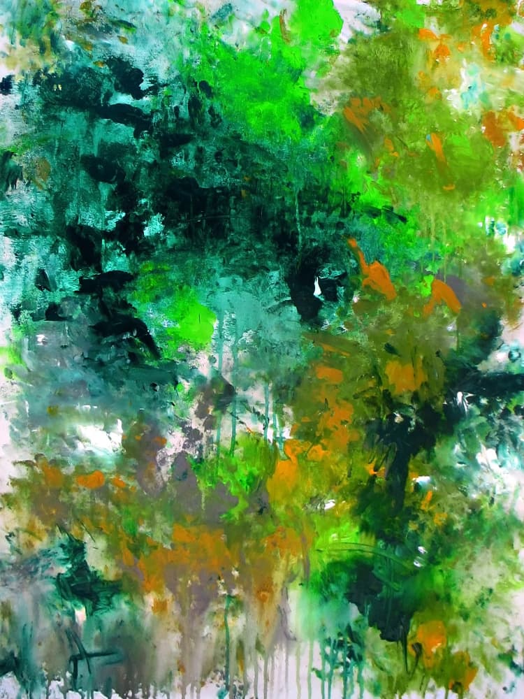 Vibrant Green Abstract by Ron Halfant — canvas wall art