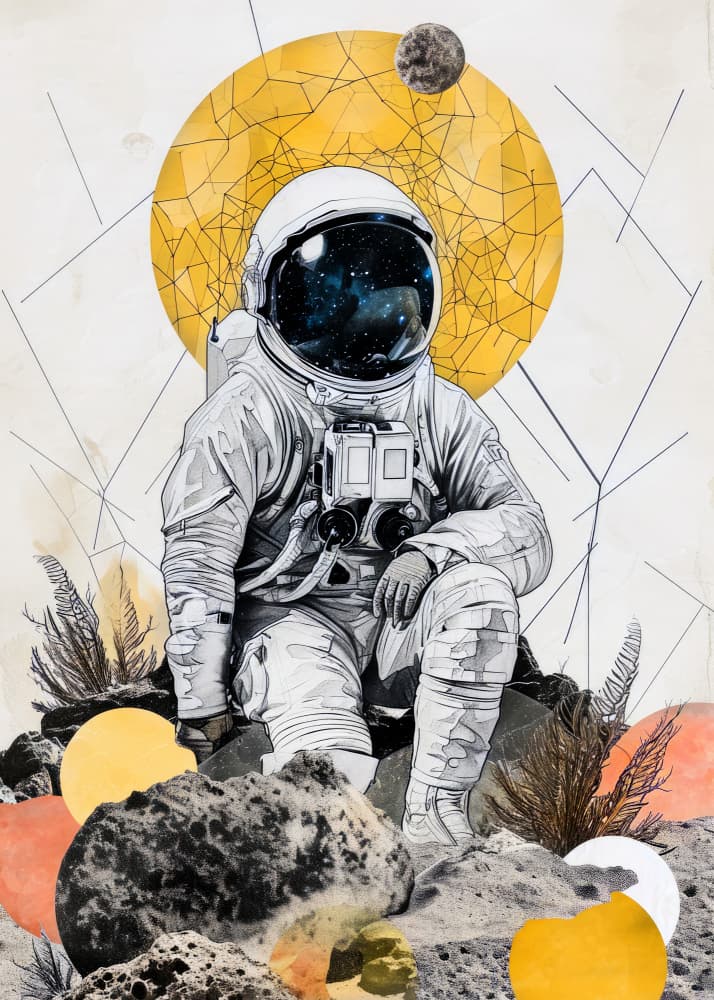 Astronaut Under Yellow Sun by Justyna Jaszke — canvas wall art