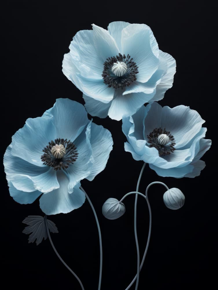 Serene Blue Poppies by Bilge Paksoylu — canvas wall art