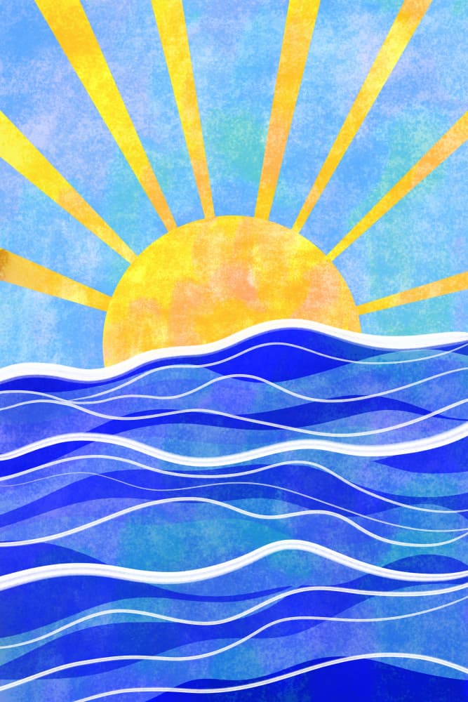 Bright Ocean Sunrise by EMELIEmaria — canvas wall art