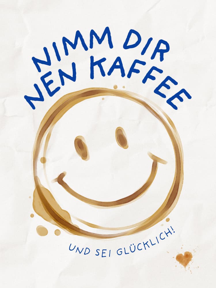 Happy Coffee Smile Quote by Ohkimiko — canvas wall art