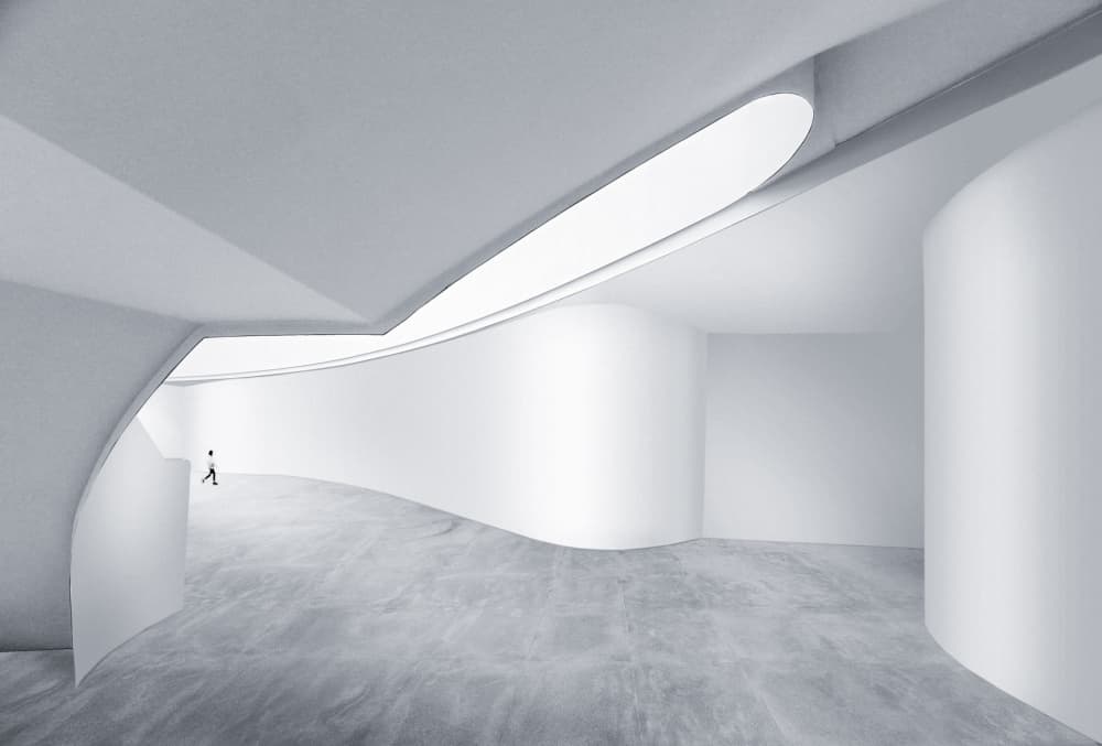 Serene Curved Architecture by Biao Huang — canvas wall art