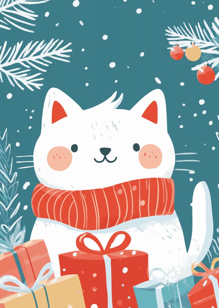 Cozy Cat Christmas Gifts by Andreas Magnusson — canvas wall art
