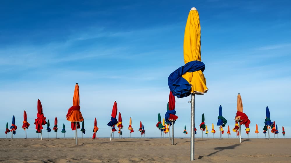Colorful Beach Umbrellas by Lus Joosten — canvas wall art