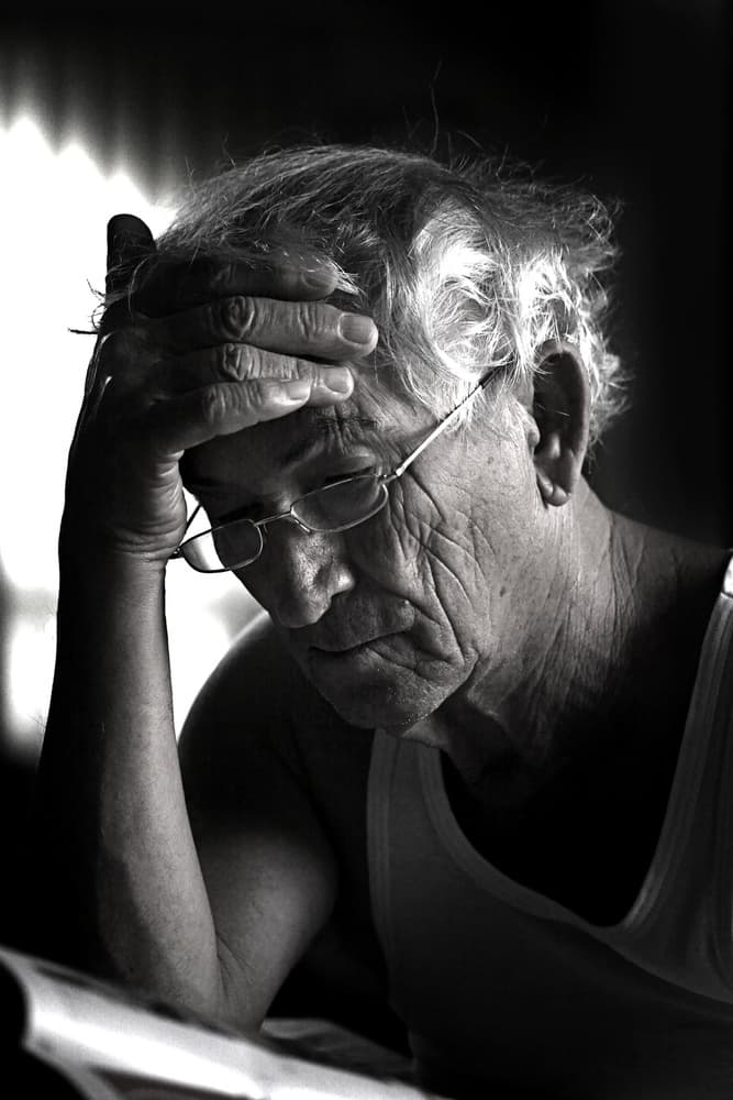 Elderly Man In Thought by Sara-le Elbar — canvas wall art