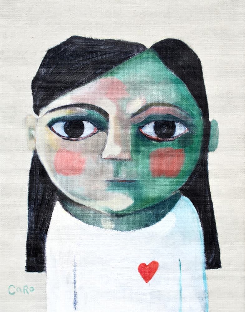 Girl with Red Heart by Caroline Roberts — canvas wall art