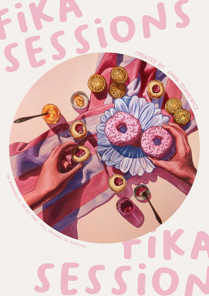 Pink Fika Sessions by Anna Zdanowicz — canvas wall art