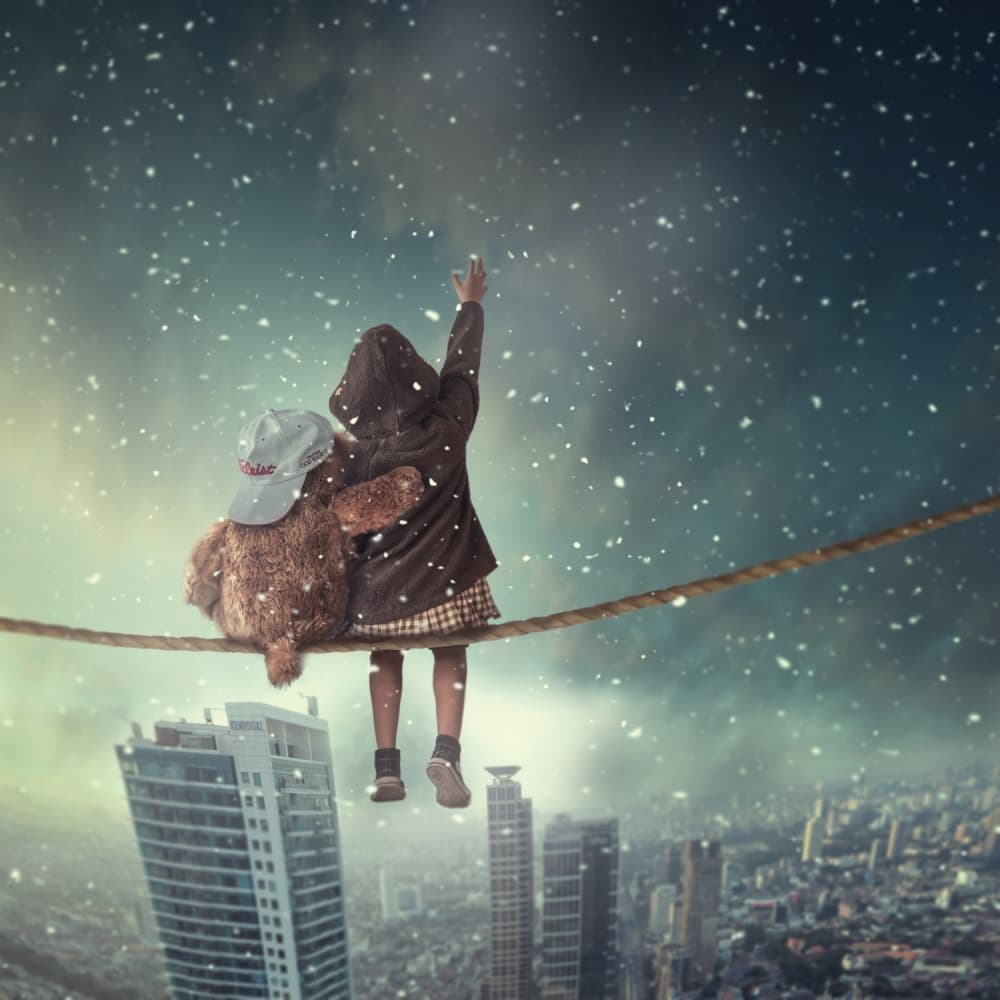 Dreaming Above the City by hardibudi — canvas wall art
