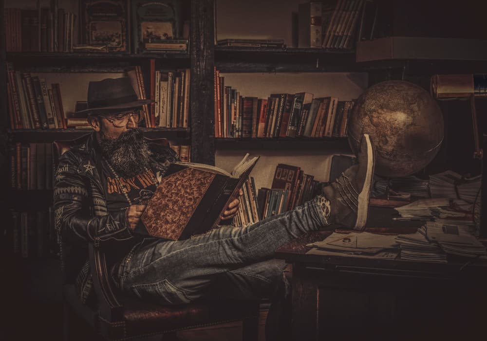 Bearded Scholar in Study by gNo — canvas wall art
