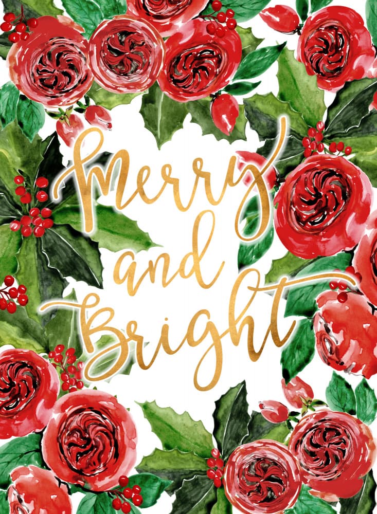 Merry and Bright Wreath by Rosana Laiz Blursbyai — canvas wall art