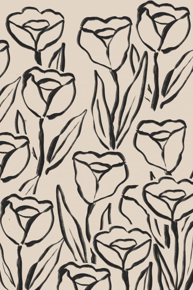 Hand Drawn Tulip Pattern by Melloi Art Prints — canvas wall art