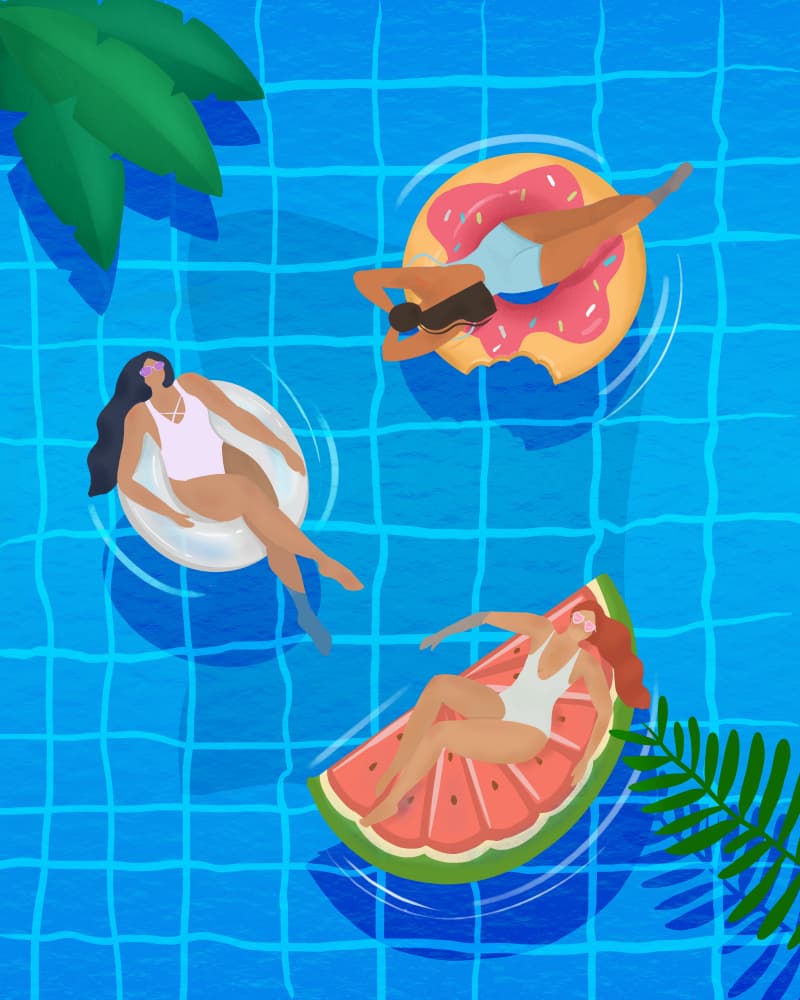 Pool Ladies by Petra Lizde — canvas wall art