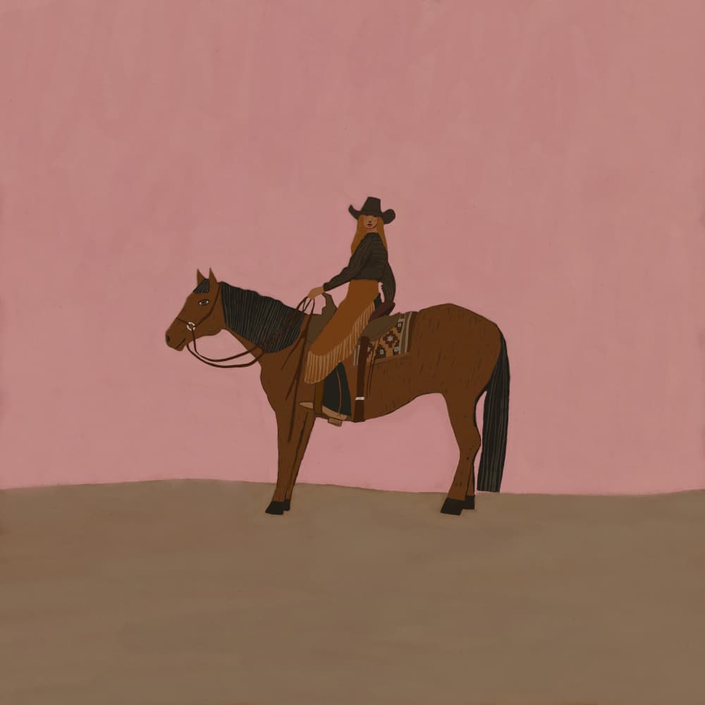 Pink Sky Cowgirl by Sharyn Bursic — canvas wall art