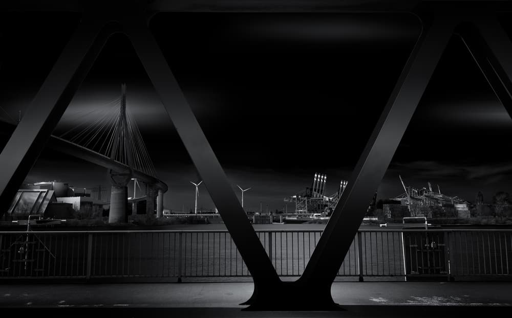 Industrial Night Bridge by Matthias Hefner — canvas wall art