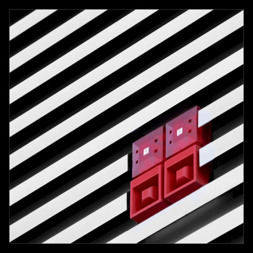 Red Geometric Contrast by Klaus Ratzer — canvas wall art