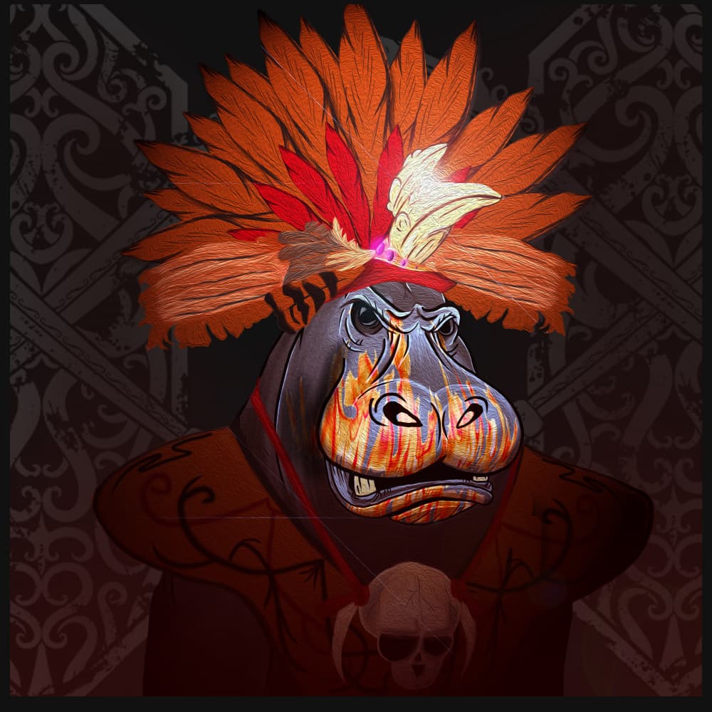 Tribal Hippo Shaman by jarotdjunaedi — canvas wall art