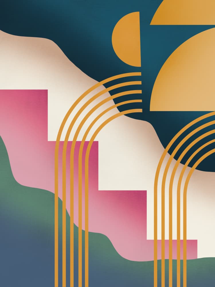 Retro Geometric Arches by Little Dean — canvas wall art