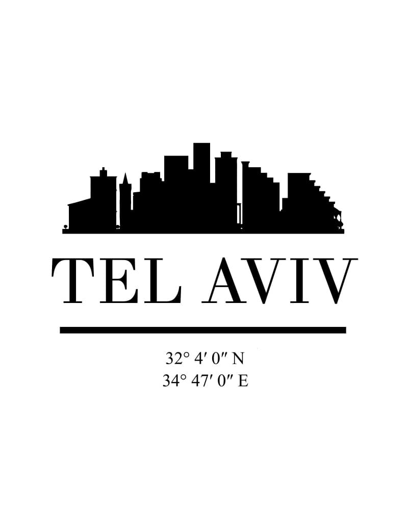 Tel Aviv Skyline Coordinates by Emiliano Deificus — canvas wall art