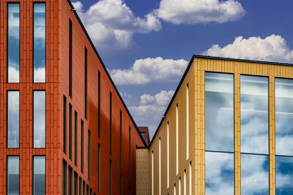 Modern Building Reflections by Linda Wride — canvas wall art