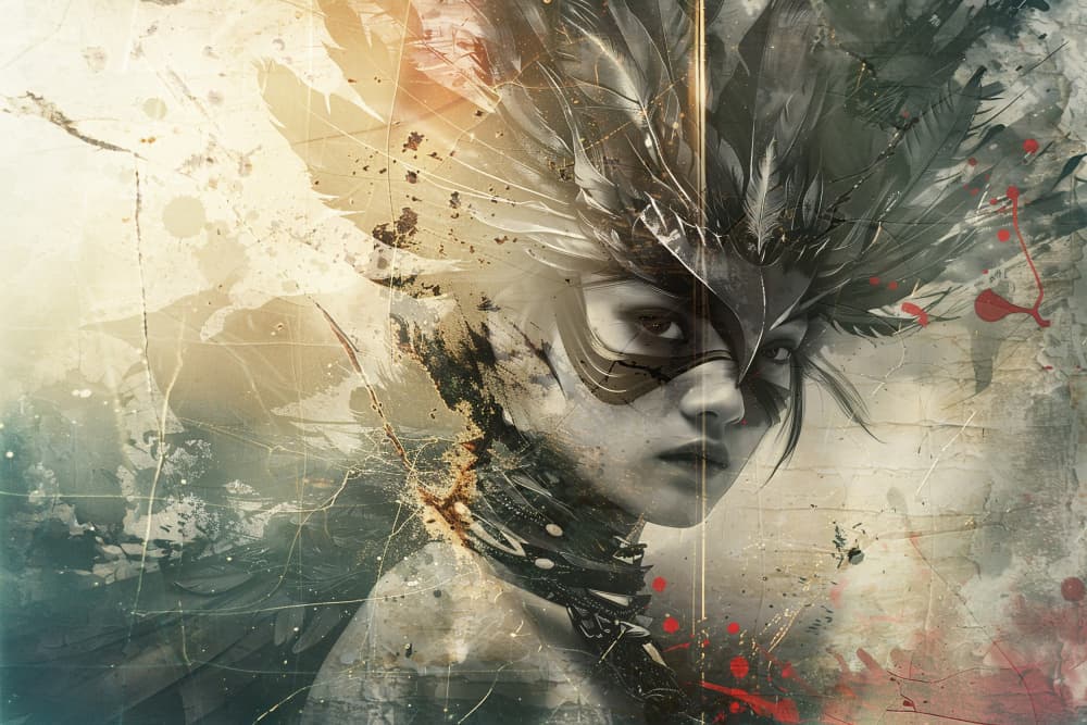 Mysterious Feathered Warrior by Rafal Kulik — canvas wall art