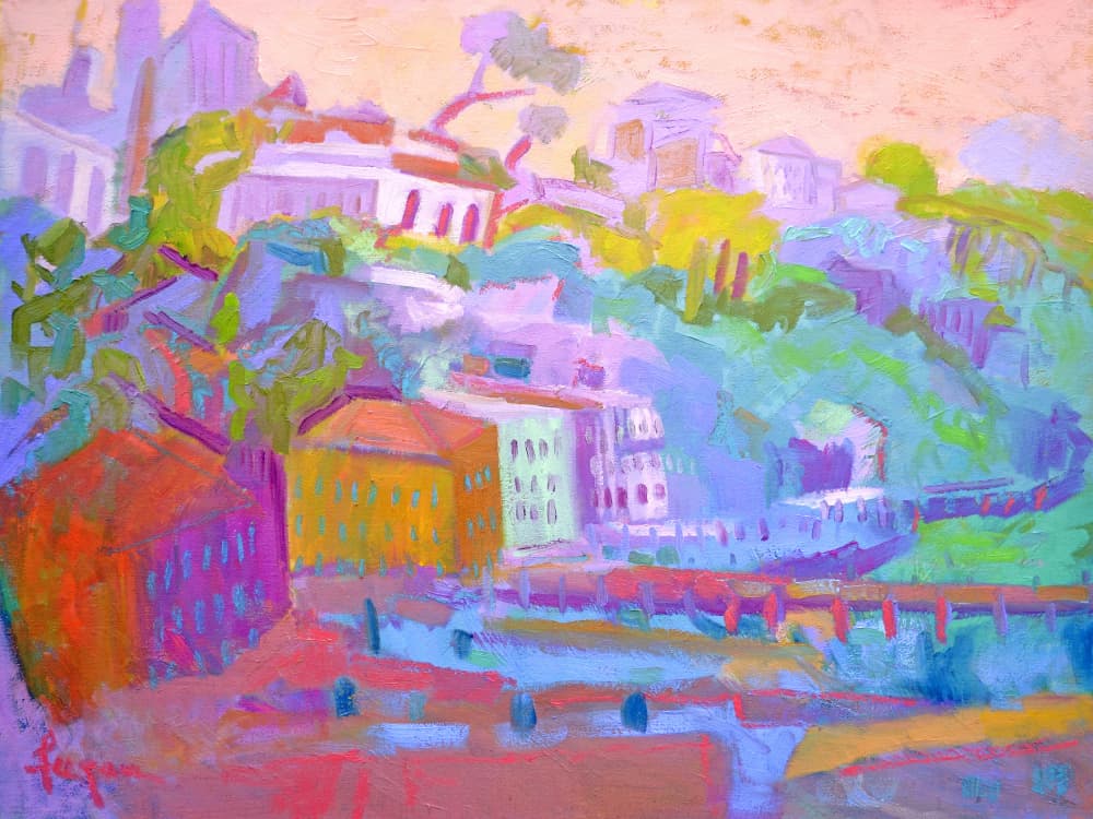 Colorful Hillside Scene by Dorothy Fagan — canvas wall art
