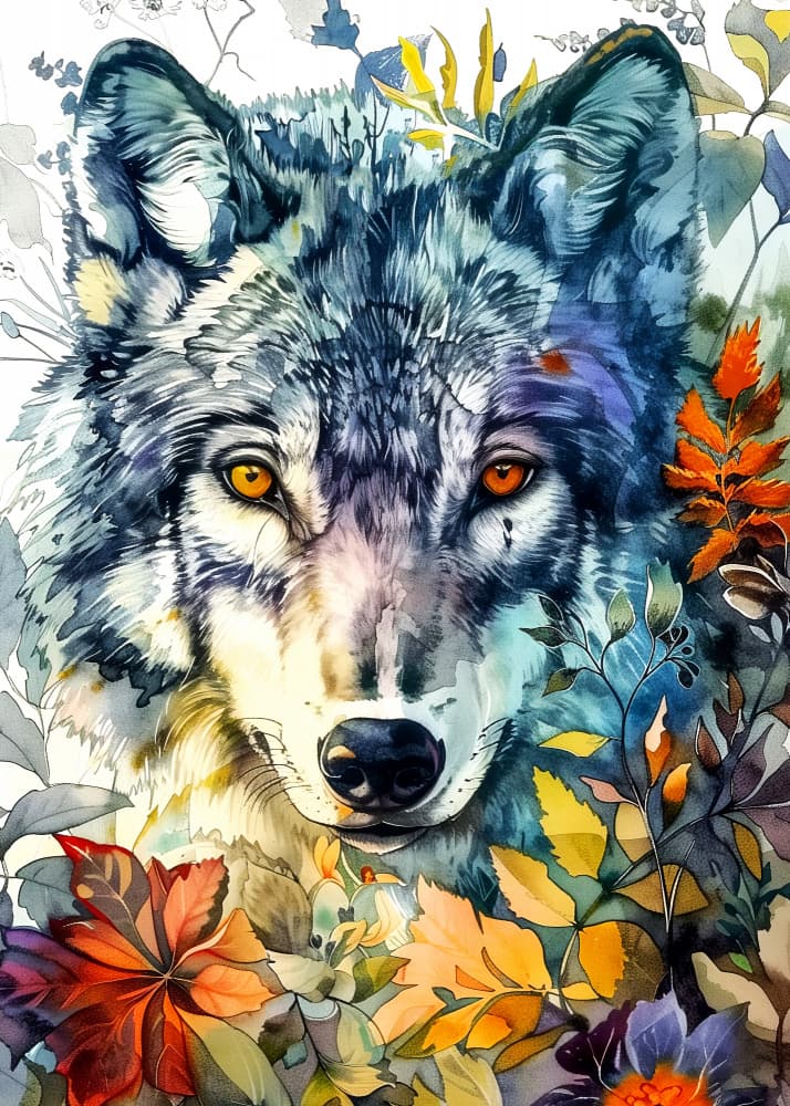 Majestic Forest Wolf by Justyna Jaszke — canvas wall art