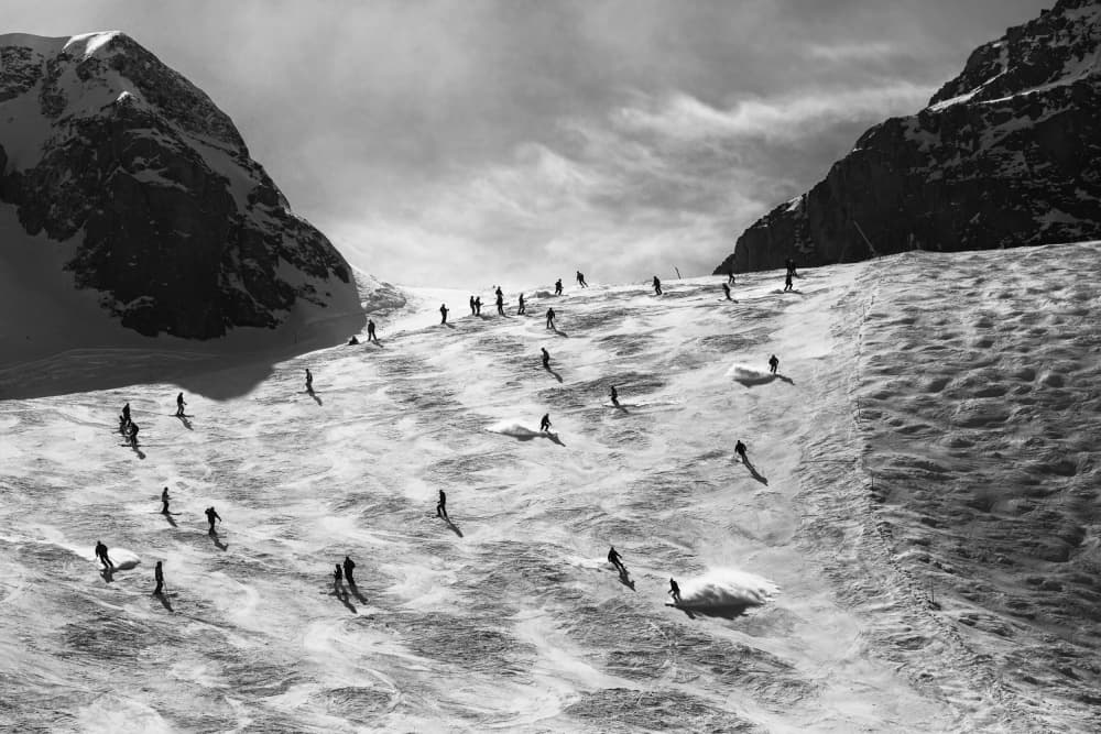 Dynamic Mountain Skiing by Uschi Hermann — canvas wall art