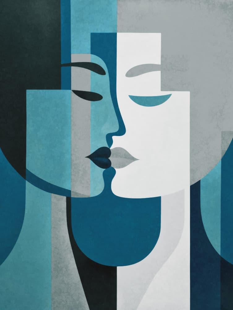 Geometric Blue Kiss by Andrea Haase — canvas wall art