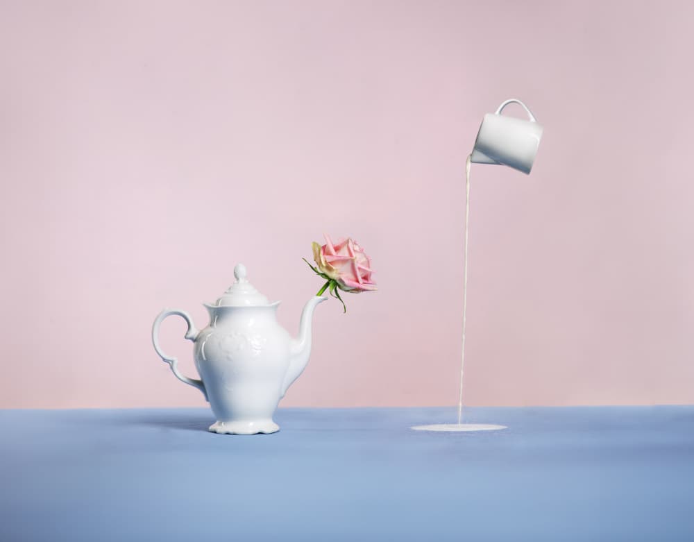 Floating Milk and Rose by Michael Allmaier — canvas wall art