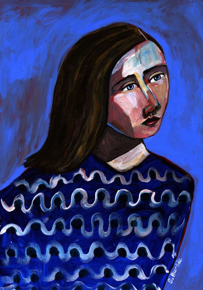 Pensive Blue Woman by Sharyn Bursic — canvas wall art