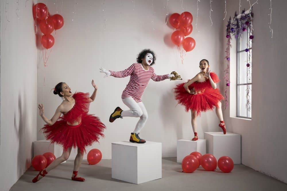 Playful Mime and Ballerinas by Sita Gramich — canvas wall art