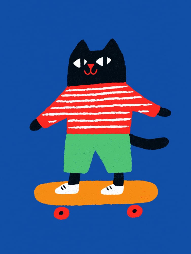 Skating cat by Treechild — canvas wall art