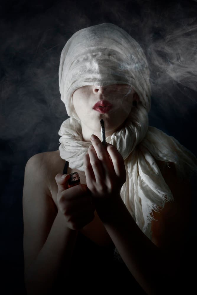 Blindfolded Smoker by Olga Mest — canvas wall art