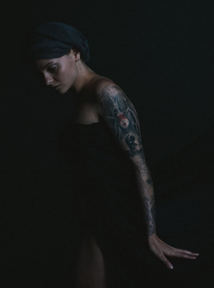 Mysterious Tattooed Woman by Artem Vasilenko — canvas wall art