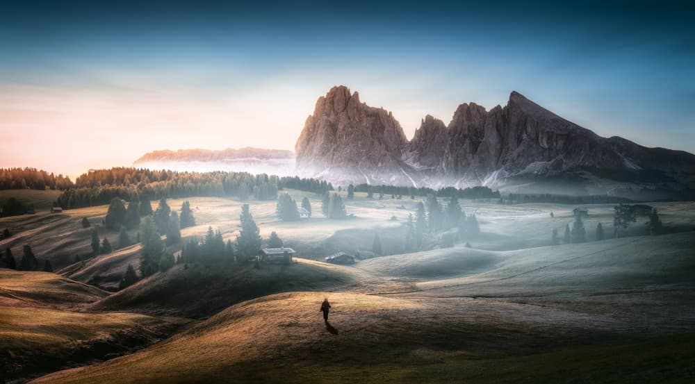 Dolomites Morning Mist by Gu and Hongchao — canvas wall art