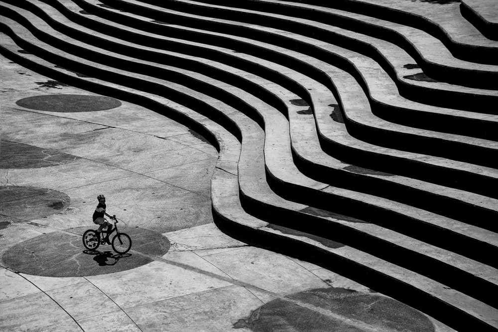 Geometric Steps Bike Ride by Suleyman Uzumcu — canvas wall art