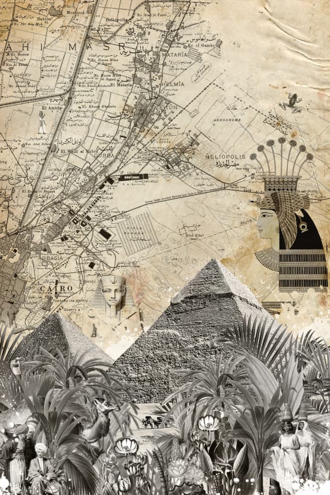 Ancient Egypt Travel Map by Simon Goggin — canvas wall art