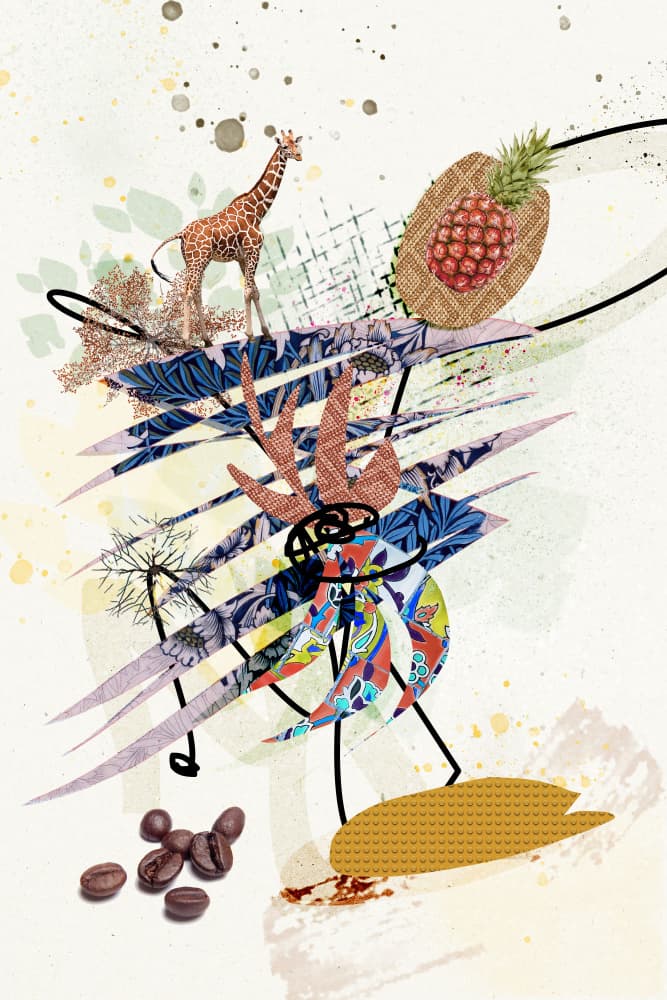 Giraffe Pineapple Coffee Art by Pelin Atilla — canvas wall art