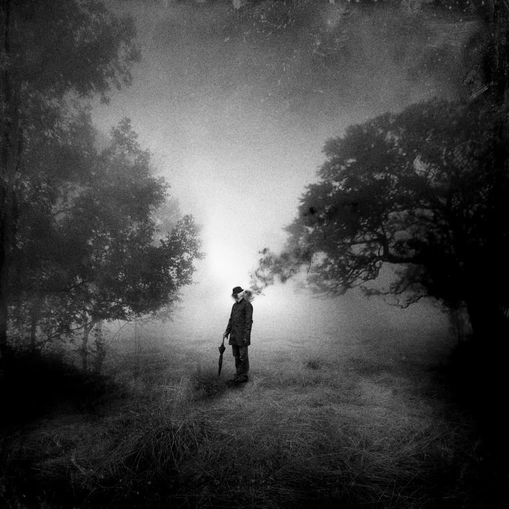 Solitary Figure Misty Scene by Hari Sulistiawan — canvas wall art
