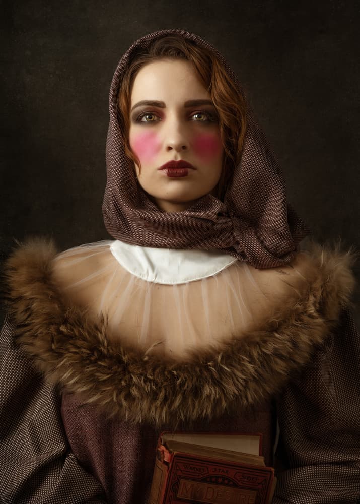 Mysterious Woman with Books by Renzo Carraro — canvas wall art
