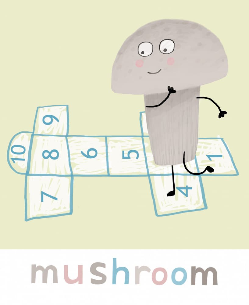 Playful Mushroom Hopscotch by Carla Daly — canvas wall art