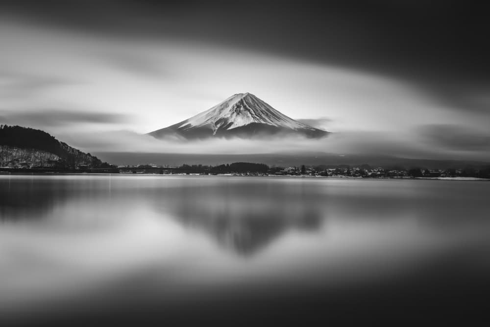 Serene Fuji Reflection by Jana Luo — canvas wall art