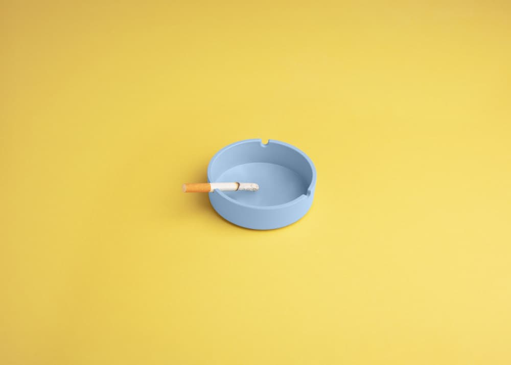 Blue Ashtray Cigarette by Julia Ramiro — canvas wall art