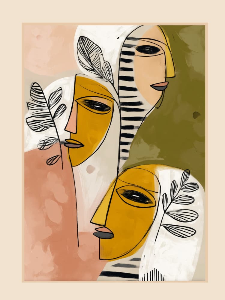 Modern Boho Faces by City Art — canvas wall art
