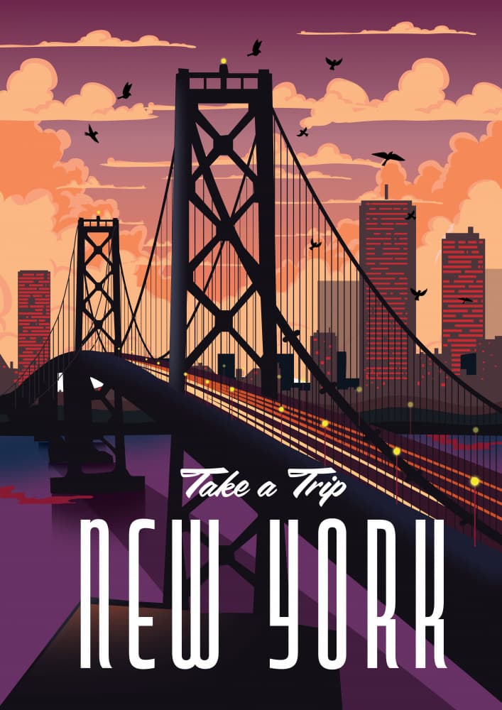 New York City Sunset Bridge by Nicholas — canvas wall art
