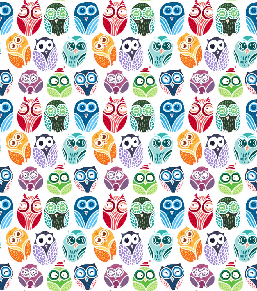 Colorful Owl Pattern by Marika Barsrsind — canvas wall art