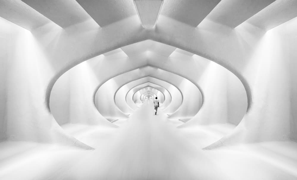 White Tunnel Journey by Maurits De Groen — canvas wall art