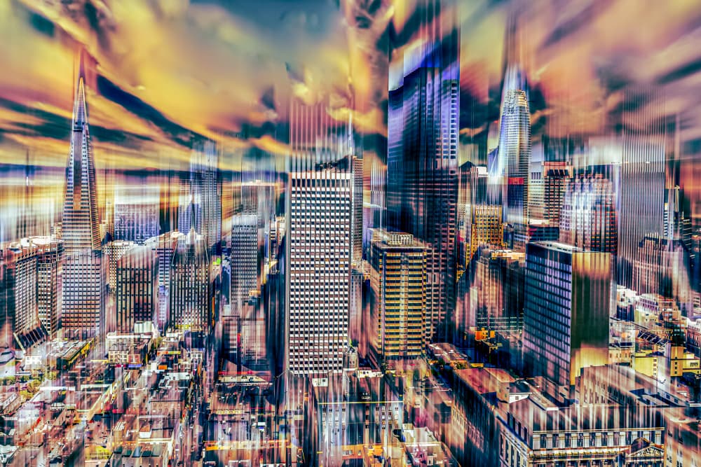 Dynamic Urban Sunset by Dieter Walther — canvas wall art